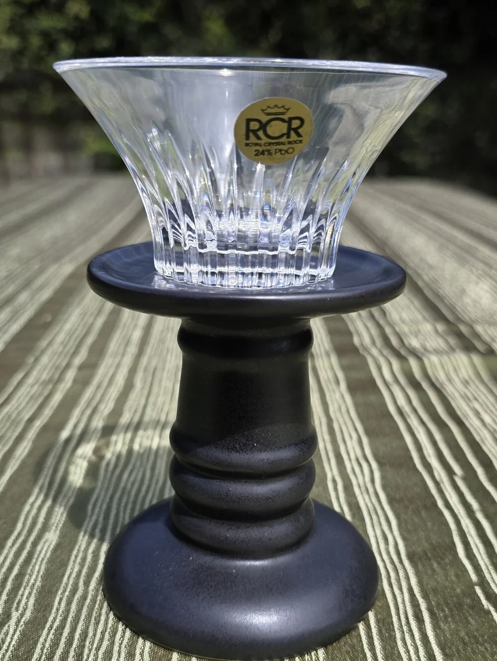 Vintage RCR Royal Crystal Rock Italy 24% Lead Crystal Votive Candle Holder
